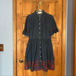 Kate Spade New York Broome Street Embroidered Chambray shirtdress